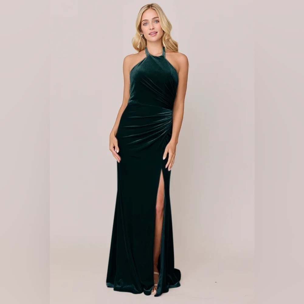 Reverly Fallon Velvet Dress / Size 18 / Classic Emerald Green/ Formal Bridesmaid - Picture 3 of 7